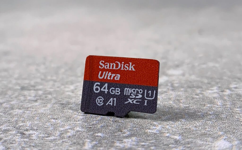 Photo: The SanDisk Ultra 64GB microSD card.