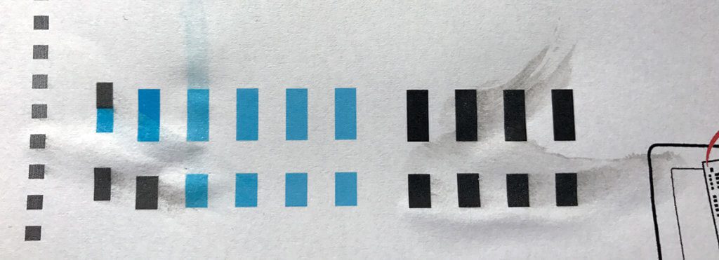 This is what it looks like when you run wet fingers over the test print.