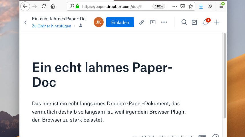 If your Dropbox Paper text document is extremely slow to respond to input, it could be due to a browser plug-in.