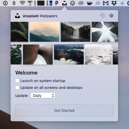 Screenshot der Unsplash Wallpapers Mac-App