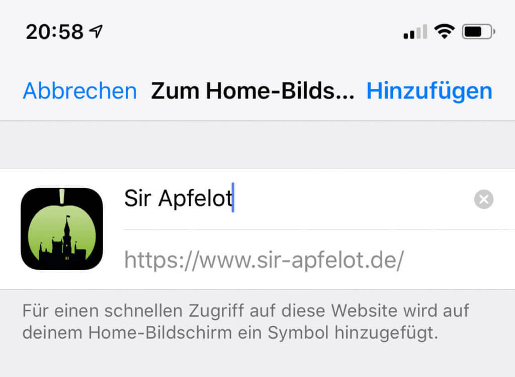 Den Button sollte man einen Namen nach dem Prinzip kurz und knackig vergeben.