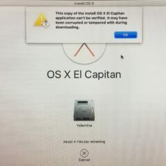 Fehlermeldung bei der Installation von OS X El Capitan.