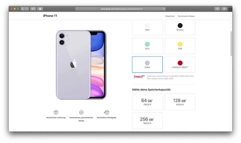 As always, the Apple iPhone 11 price depends on the internal storage selected.