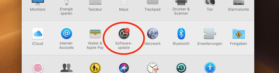 Das rote Badget bei "Software-Update" erschien bei mir erst, nachdem ich manuell in dieser Systemeinstellung nach Updates gesucht und macOS Catalina gefunden habe.