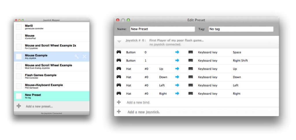 With the Joystick Mapper app for macOS you can map console controllers, USB gamepads, joysticks and more with keyboard and mouse commands to operate games and other apps. Further information, the price and download can be found in this post.