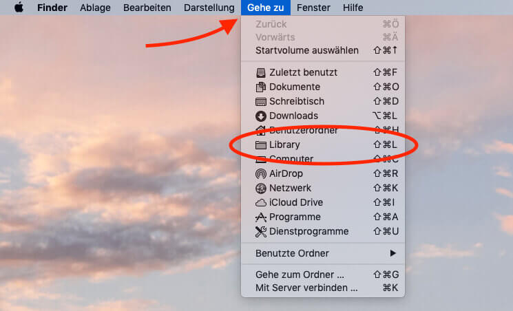 Der Weg über das "Gehe zu"-Menü mit gedrückter ALT-Taste ist vermutlich der bekannteste, wenn man in den Library-Ordner gelangen möchte.