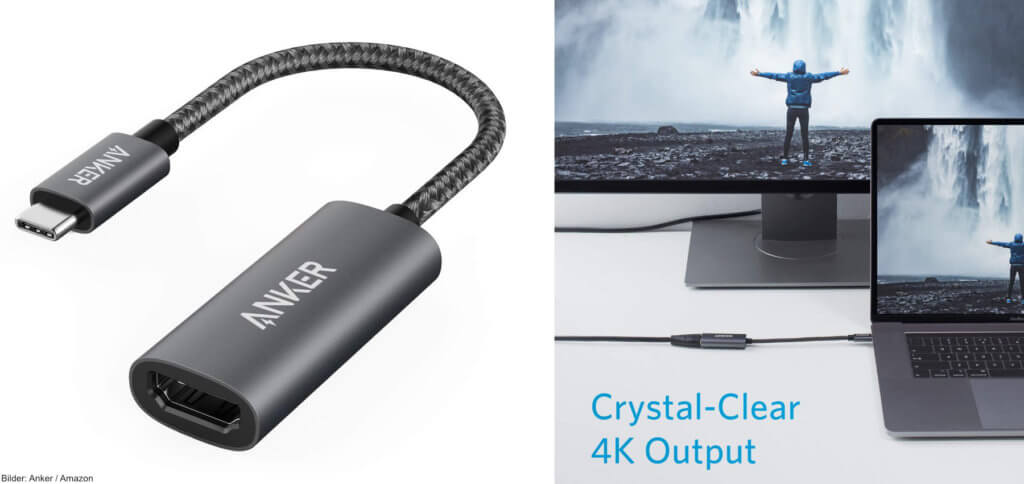 With this USB-C to HDMI adapter, your video can be transmitted at 4K and 60 fps. The matching HDMI cable for the Anker PowerExpand + can also be found in this post.