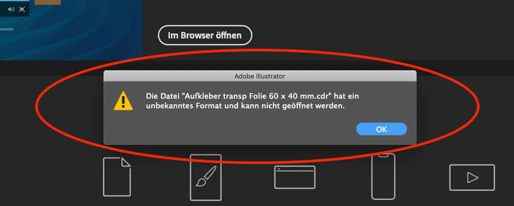 Mit Adobe Illustrator lassen sich cdr-Files nicht öffnen – soviel steht fest.