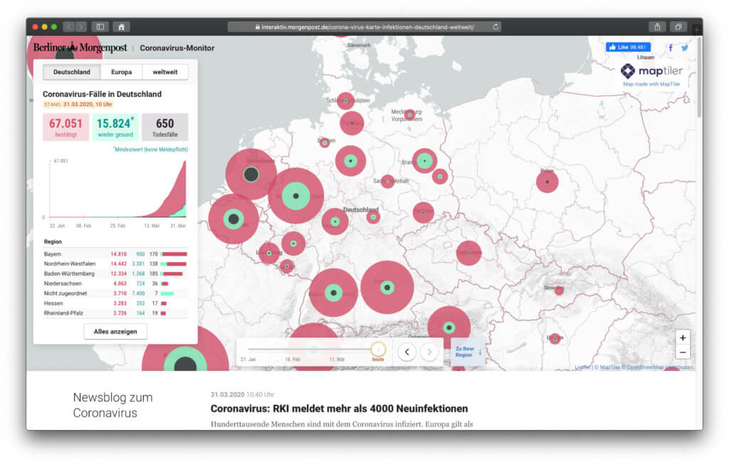 Interaktive Coronavirus-Karte der Berliner Morgenpost