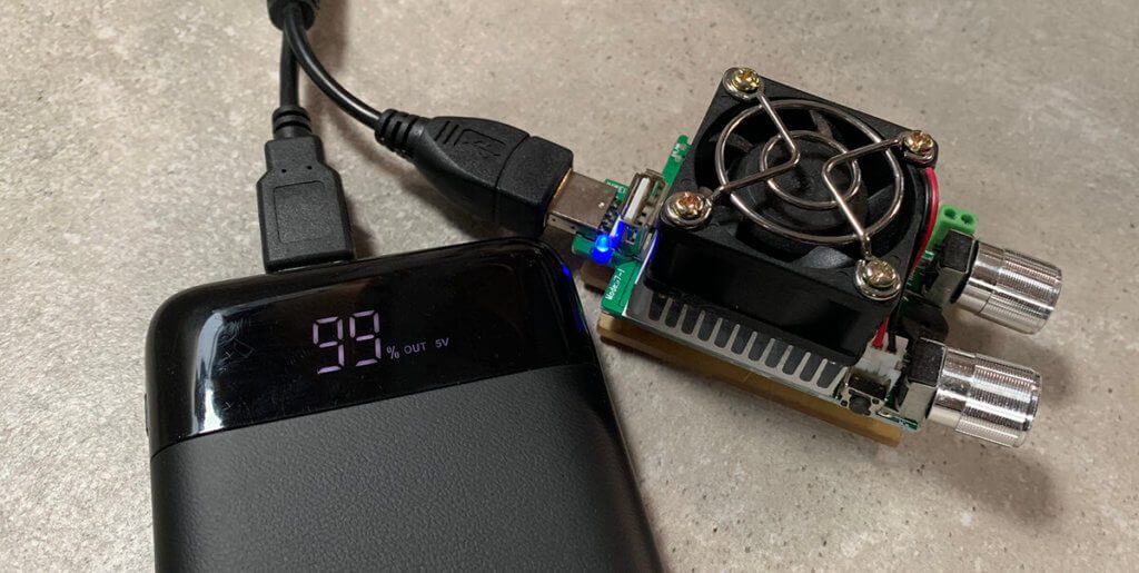 With the help of an adjustable USB load resistor, the power bank was discharged for almost 10 hours.