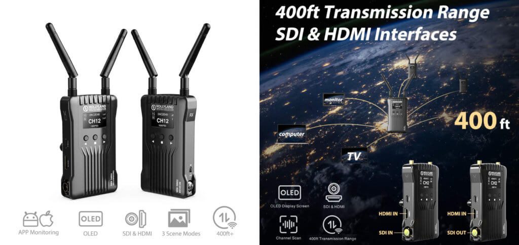 Hollyland Mars, hier in der 400S-Ausführung. Die Funkgeräte machen es möglich, drahtlos HDMI-Signale zu übertragen, in Full HD und mit 60 Hz. 