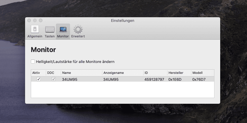 Einstellungen "Monitor"