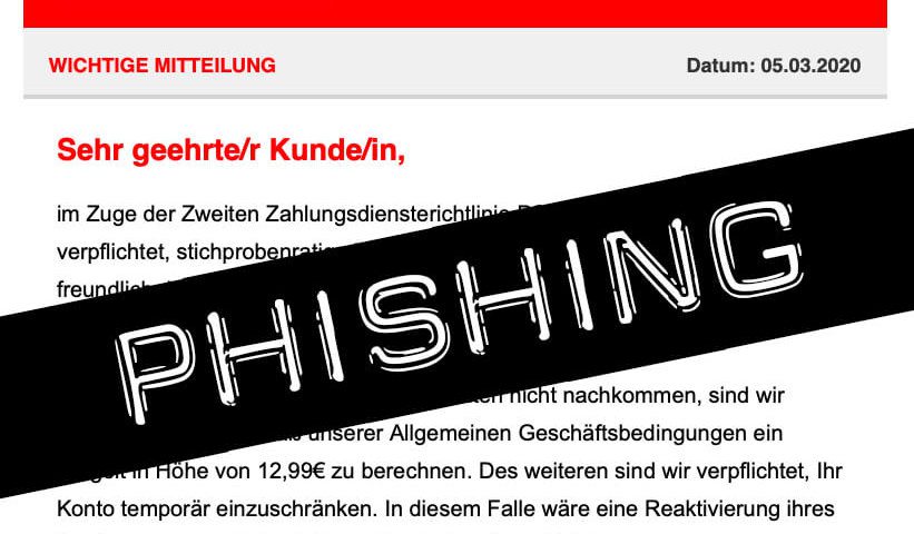 Vorsicht: Phishing Mail von Sparkasse