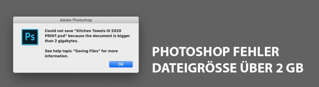 Wenn man in Photoshop eine Datei im PSD-Format sichern möchte, die größer als 2 GB ist, wirft das Programm diesen Fehler aus.