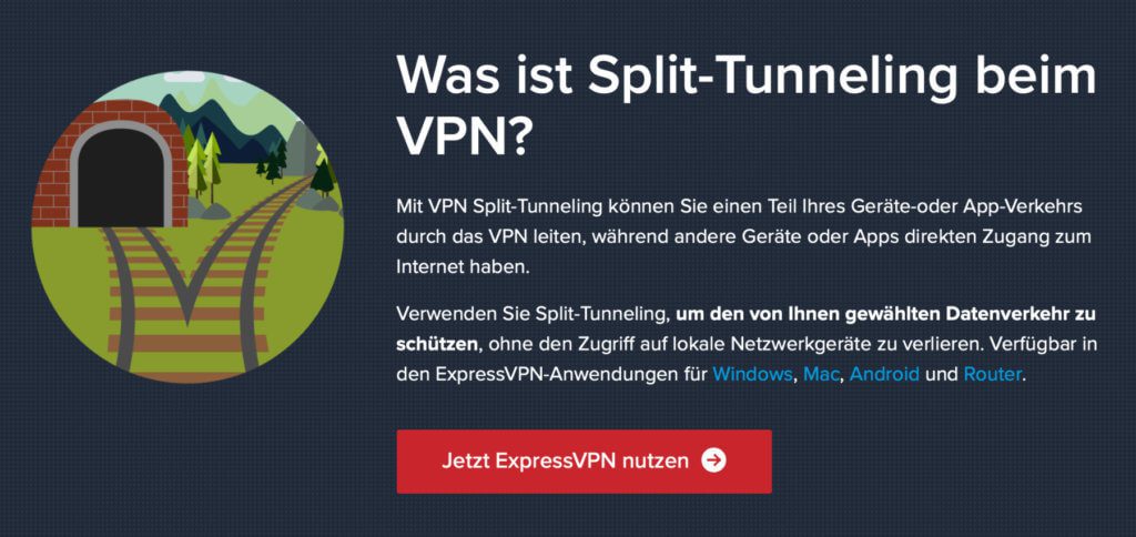 Split tunneling with VPN ensures that you can continue to use local networks and LAN devices such as the printer - even if Internet requests are redirected to the VPN servers at the same time.