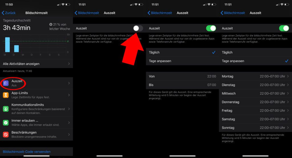 Set a timeout in the screen time option of the iOS settings - Here's how!