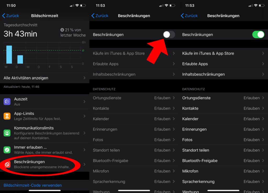 Die iPhone Bildschirmzeit Beschränkungen für einen kontrollierten Zugriff auf Inhalte einrichten – So geht's!