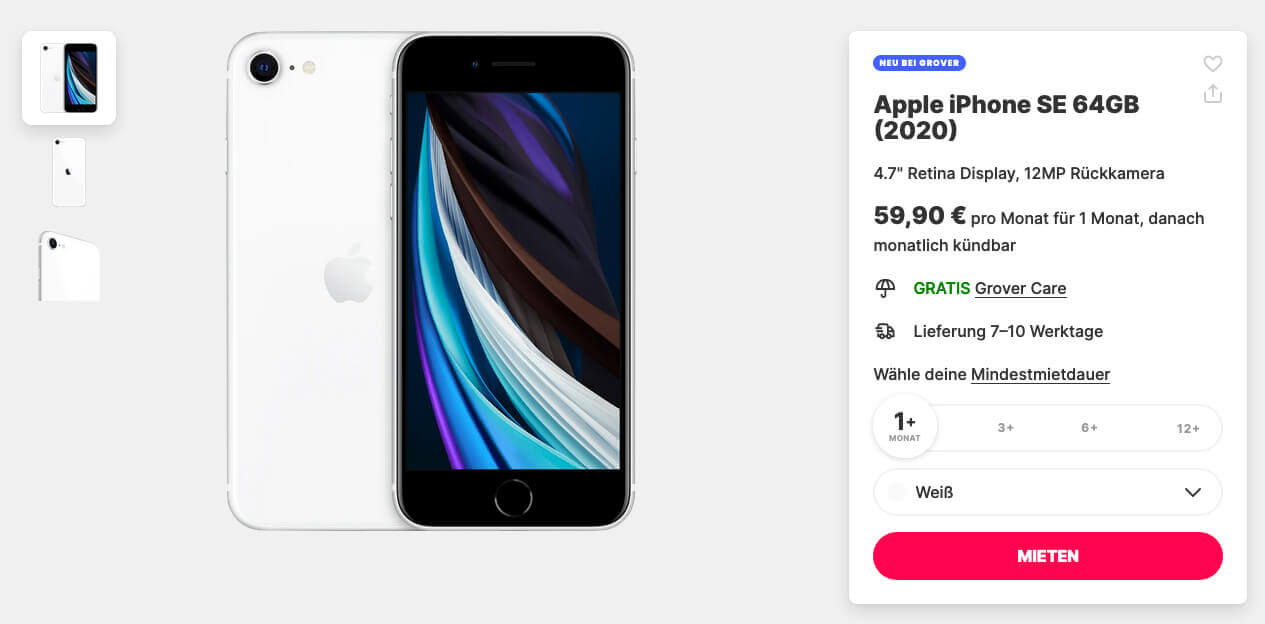 Iphone Se 2 Ab Sofort Bei Grover Zu Mieten Sir Apfelot
