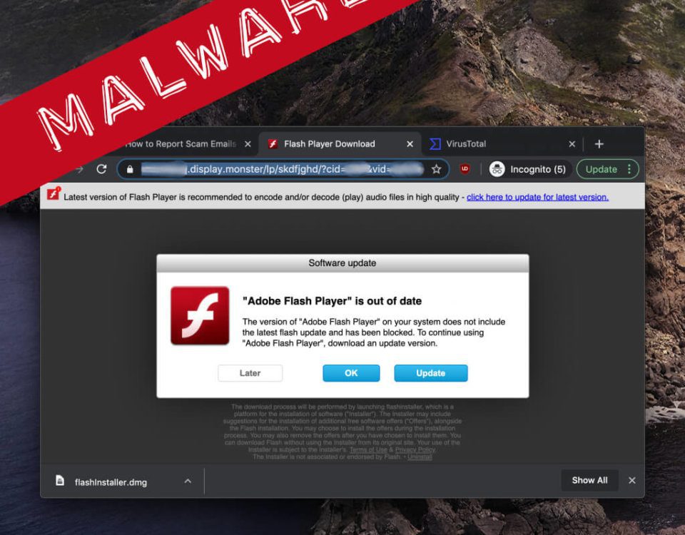 Malware comes as a flash installer