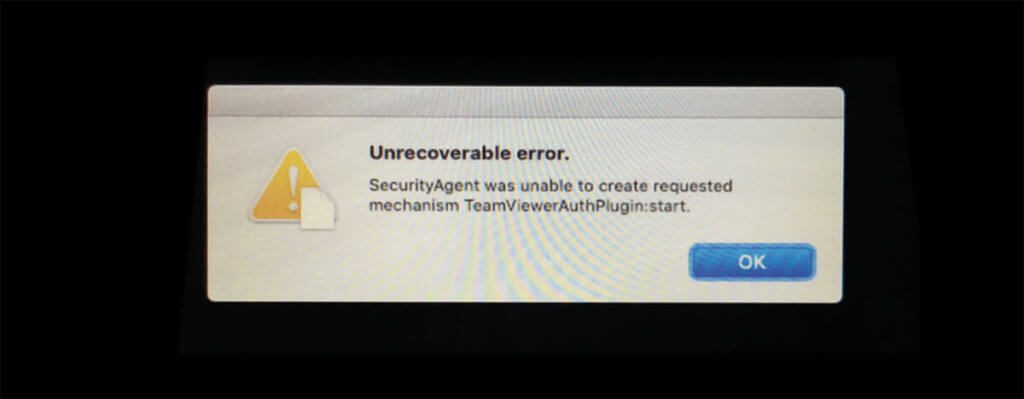 Unrecoverable Error: If TeamViewer is not uninstalled properly, the Mac may no longer boot.