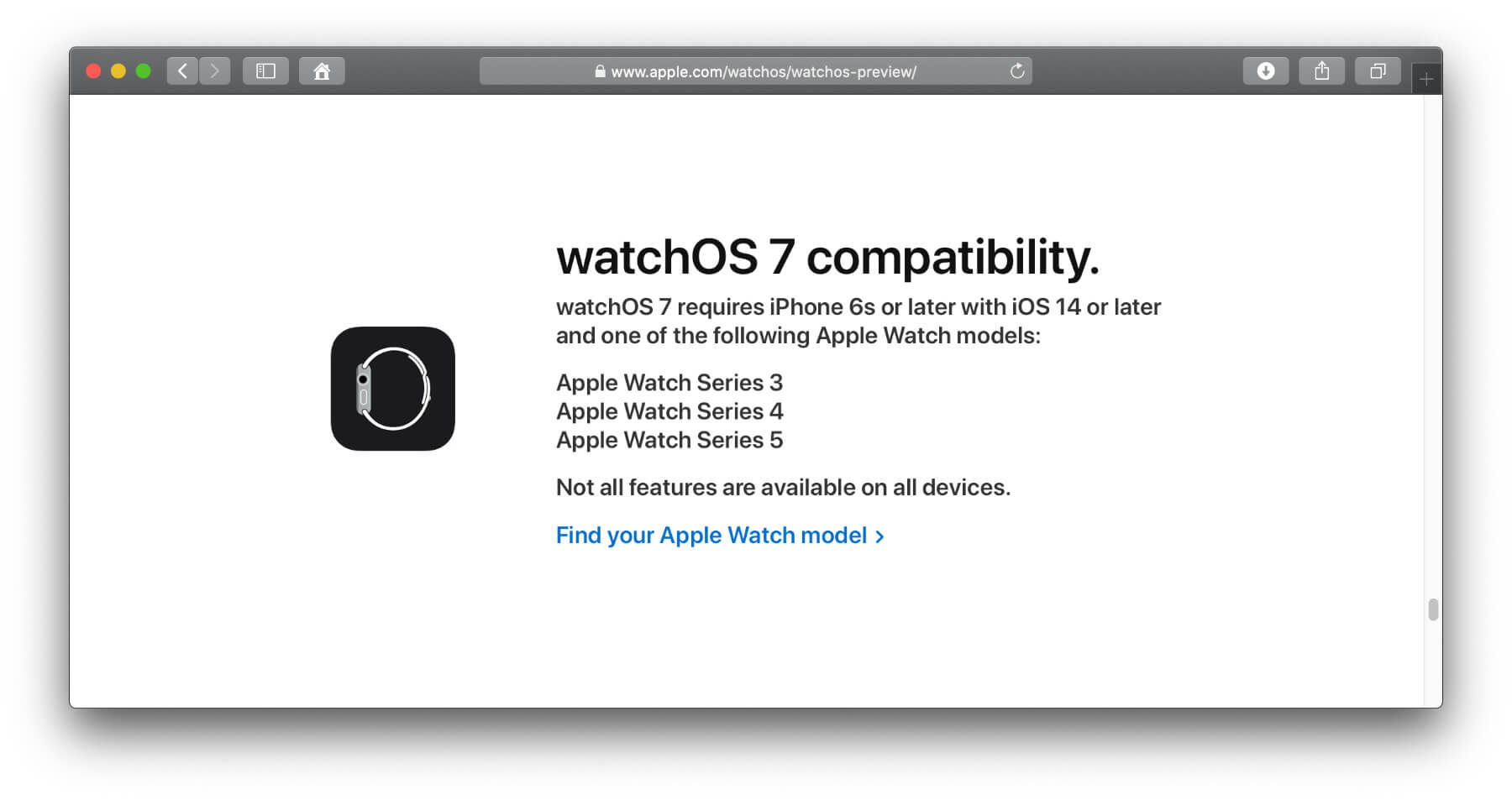 watchos 7 compatibility