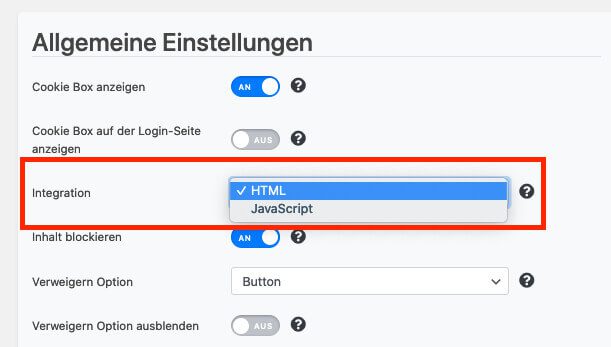 Gibt es Probleme mit der Anzeige der Box, setzt man in den Einstellungen die Integration auf "HTML". Dies hat bei mir geholfen, um Inkompatibilitäten mit diversen AdBlockern zu reparieren.