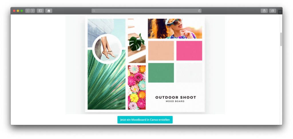 You can already find an example and tips for your own mood collage on Canva's mood board editor. After registering for free, you can start using a template with over 1 million images (or your own photos and graphics). Moodboards pattern