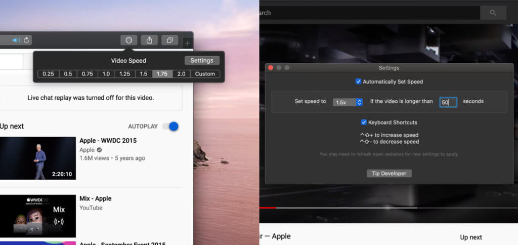 Mit dem Speed Player für Safari am Mac könnt ihr Videos in verschiedensten Playern schneller oder langsamer abspielen. Ob Doku, Vorlesung, Online-Kurs oder anderes Video – damit lassen sich Inhalte schneller wiedergeben oder langgezogen auskosten.