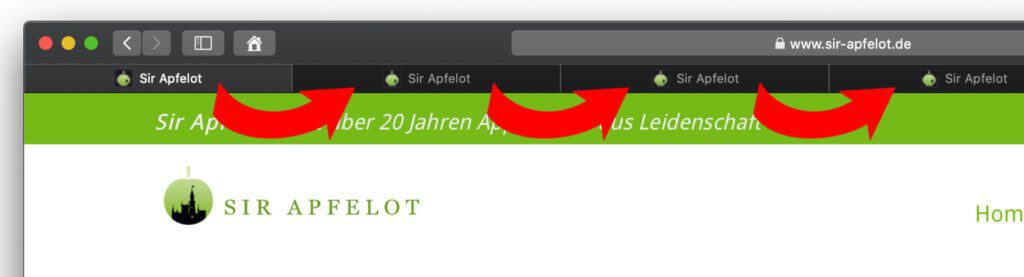 Jump from tab to tab in Safari, Firefox, Chrome, Photoshop, Affinity Photo and so on using a shortcut: You can find the instructions here.