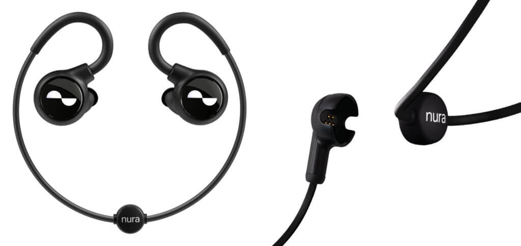 Klein, leicht und flexibel sind die NuraLoop In-Ear-Kopfhörer. Über den Magnet-Konnektor am Verbindungskabel werden das Klinkenkabel oder das USB-Ladekabel angeschlossen.