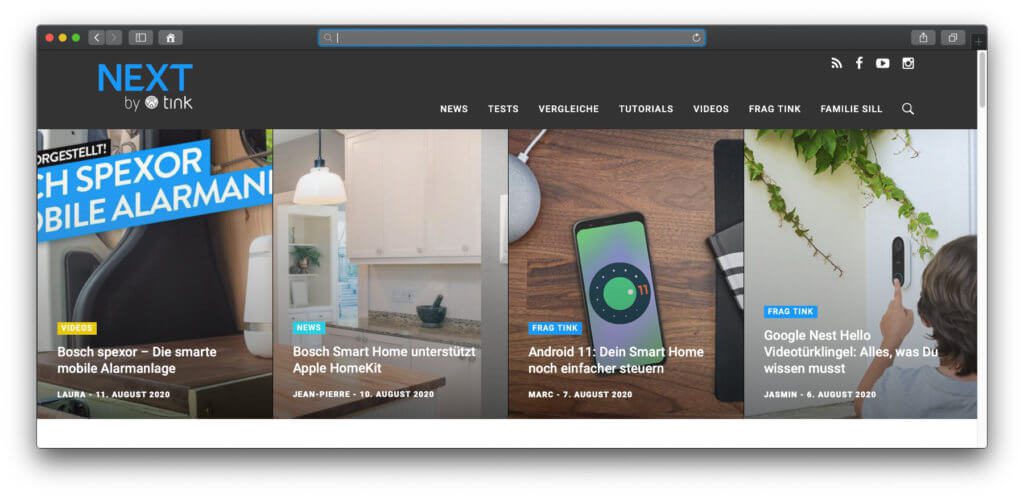 The tink Smart Home Shop not only offers suitable information on devices and systems on the product pages. The NEXT magazine offers test reports and experience reports, instructions, videos and more.