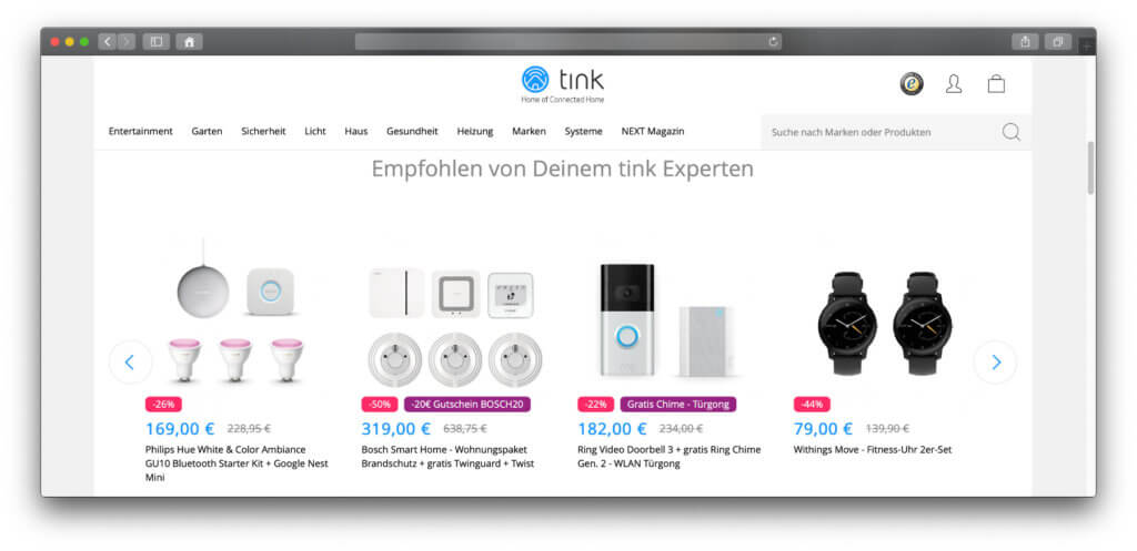 In the tink Smart Home Shop you will find tested and sensibly put together smart home products. The online shop from Germany is recommended in my opinion.