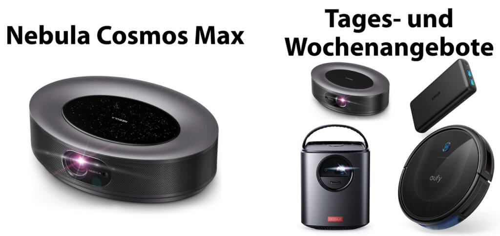 El nuevo Nebula Cosmos Max de Anker es un proyector 4K con una diagonal de pantalla de hasta 150 pulgadas. Ofrece una imagen clara a través de HDR10, 1500 lúmenes ANSI, enfoque automático y otras funciones. Además, hay varias campañas de descuento para otros productos hoy y hasta el domingo.