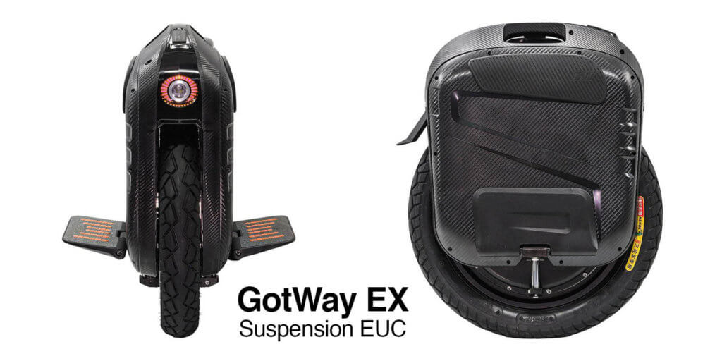 The GotWay EX is the first GotWay unicycle to be equipped with a suspension (Photos: MyEWheel.com).