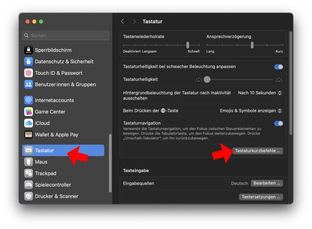 Screenshot der Systemeinstellungen unter macOS 15 Sequoia.