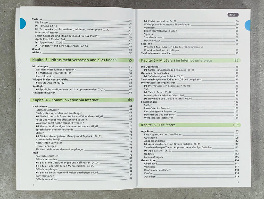 The table of contents is quite extensive and contains everything there is to know about the iPad.