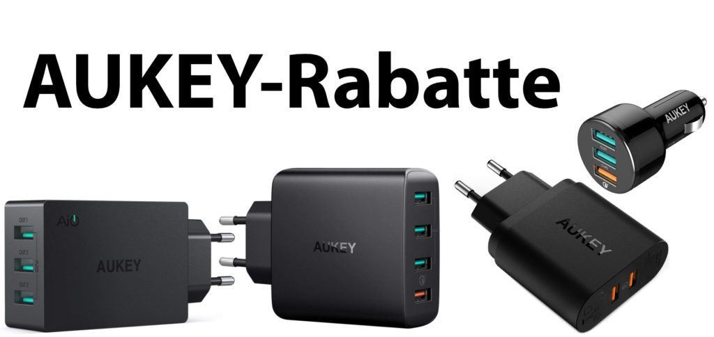 Here you get discount codes for the purchase of AUKEY chargers via Amazon. The USB chargers offer up to 42 watts of power via USB-A and Qualcomm Quick Charge.