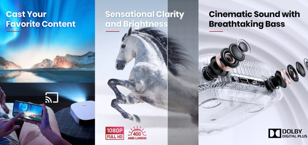 Der neue Nebula Solar (Portable) ist ein Beamer von Anker, der neben einem Full HD Bild mit bis zu 120 Zoll und HDR10 auch Dolby Digital Plus Sound über zwei 3W Lautsprecher bietet. Zudem kann er als Bluetooth-Lautsprecher genutzt werden.