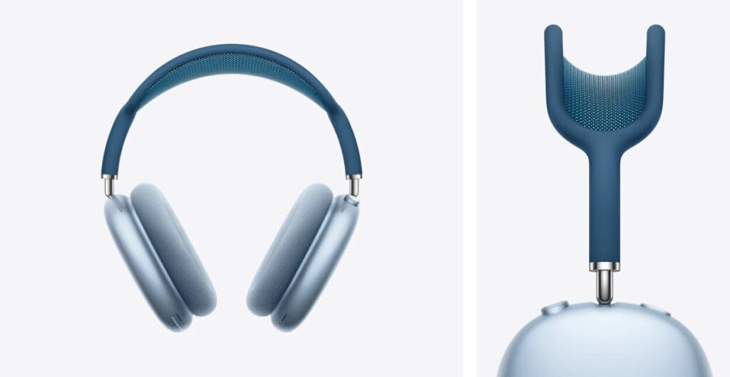 Die AirPods Max sind in verschiedenen Farben erhältlich – hier sieht man zum Beispiel "Sky Blau".