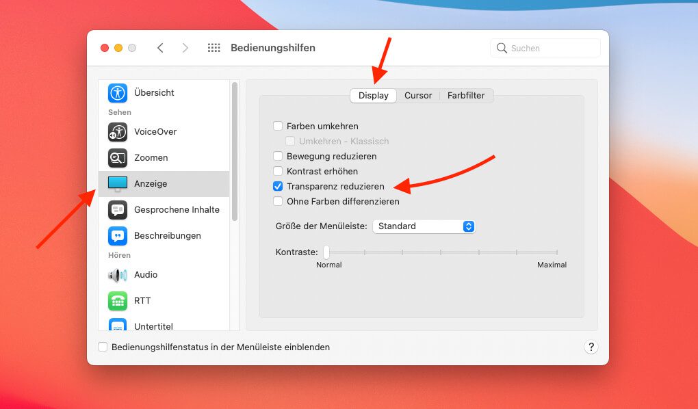 Durch das Deaktivieren von Transparenzen werden auch viele Bereiche von macOS wieder deutlich klarer erkennbar.