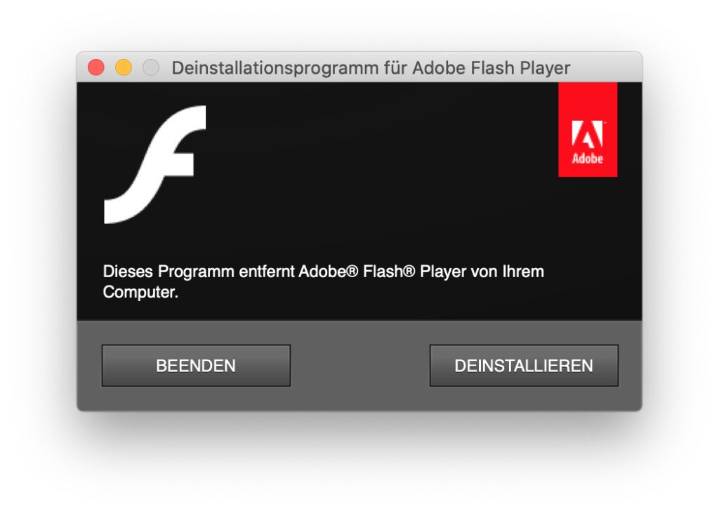 Den Adobe Flash Player deinstallieren – das solltet ihr zwar tun, aber nur mit der offiziellen Software von den Entwickler/innen.