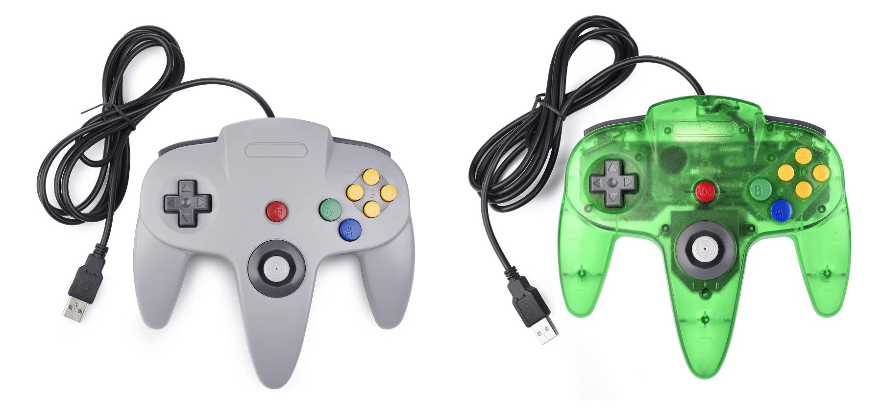 Grey 3rd Party Classic Retro N64 Bit USB Wired Controller for PC and MAC 