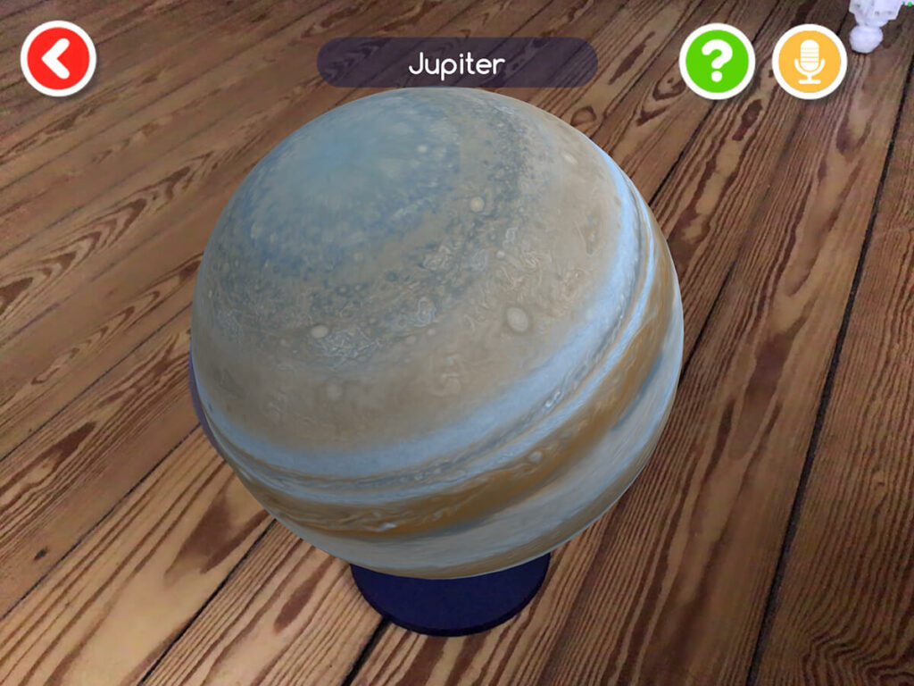 In the solar system area, you can get the individual planets on the globe. If you turn the globe, the planet also turns. It's very nice to look at the interface.