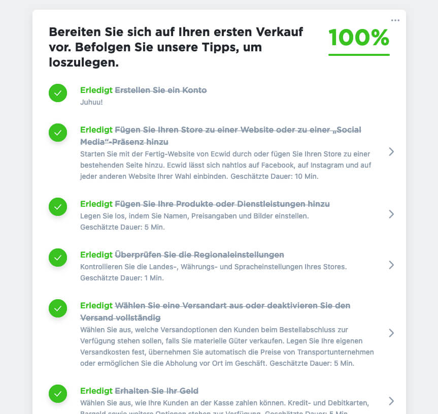 Im Adminbereich des Shops findet man einen Assistenten, der zeigt, welche Schritte man noch erledigen muss. Gerade für Shop-Neulinge ist das sehr hilfreich.