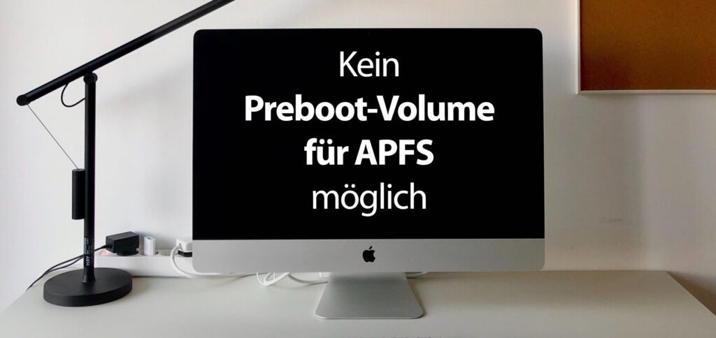 Die Lösung für die Mac-Fehlermeldung „Es konnte kein Preboot-Volume für APFS erstellt werden“ bei der macOS-Installation findet ihr hier. Schritt für Schritt die Festplatte formatieren und dann im Wiederherstellungsmodus den Mac neu aufsetzen.