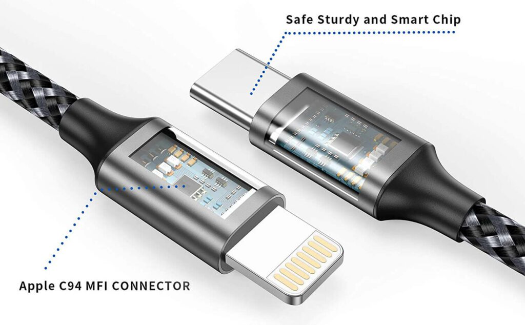 Das Pipika USB-C-auf-Lightning-Ladekabel unterstützt Leistungen bis zu 21 Watt und passt damit perfekt zum Aukey Netzteil (Foto: Amazon).