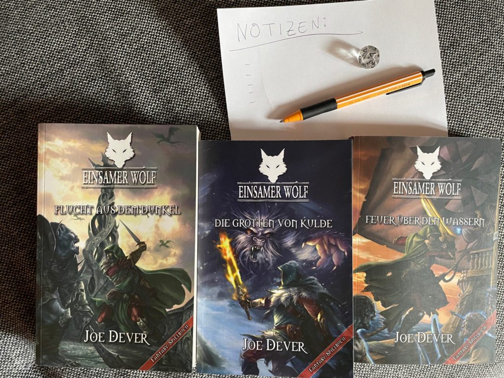 The "Lonely Wolf" playbooks, a pen and paper - that's all you really need to set off on an adventure. You can read why I recommend a ten-sided dice in this post.