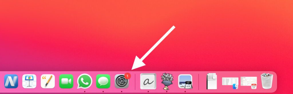 Meistens zeigt der Mac das verfügbare Update schon mit einem roten Pin bei den Systemerweiterungen im Dock an.