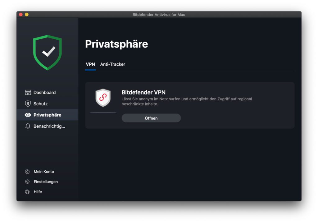 Für die Privatsphäre bietet Bitdefender Antivirus für Mac unter anderem einen VPN-Dienst an. Dieser schützt bis zu 200 MB Internetdaten pro Tag.