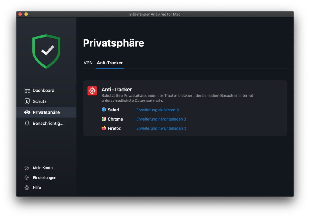 Zudem gibt es die Anti-Tracker-Erweiterung für die Webbrowser Safari, Chrome und Firefox.